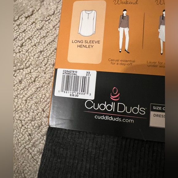 Cuddl Duds stretch rib Henley top XS NWT - Picture 3 of 4